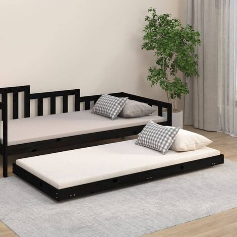 Estructura de cama infantil con cajones madera negro 90x190 cm