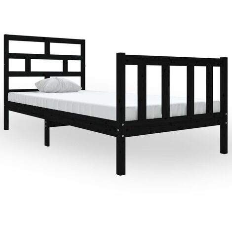 Cama Moderno Estructura de Cama para adulto madera maciza de pino negro  90x190 cm ES57903A