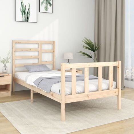 Estructura de cama individual de madera maciza gris 90x190 cm 3FT