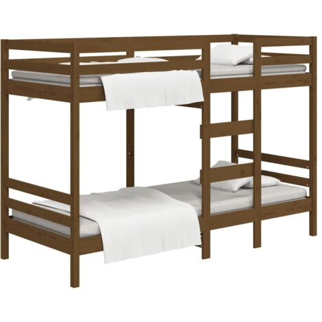 Litera con nido, literas de madera individual sobre matrimonial para  adultos, marco de cama con escalera y barandillas altas, convertible a 3  camas