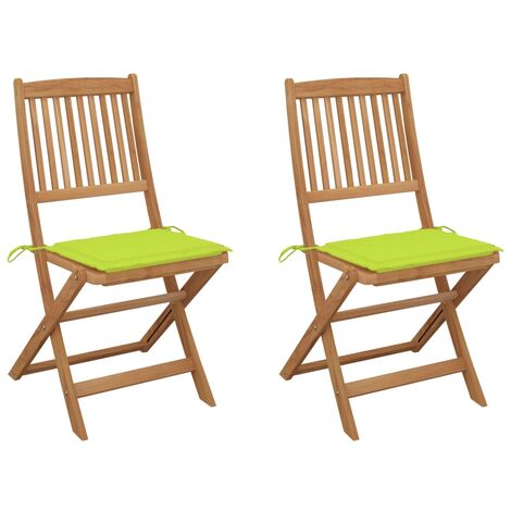 vidaXL Sillas de comedor para patio, 2 piezas, silla de comedor de madera  de acacia con cojines, silla de patio para jardín, estilo retro, acacia de
