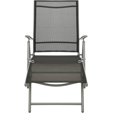 Tumbona plegable Mueble para patio Asiento de jardín textilene y aluminio  negro y plateado ES24559A