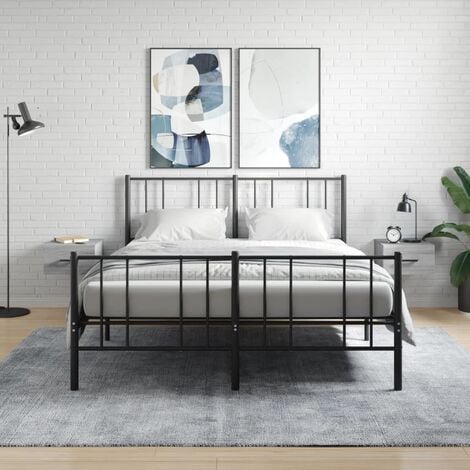 2 uds Mesitas de noche de pared, Mesillas de Noche, Comoda, Mesas Auxiliar  color gris Sonoma