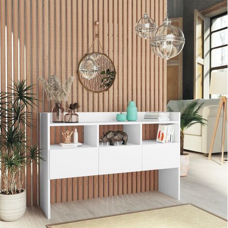 Kings Brand Furniture Librería de madera con 4 estantes con acabado blanco  : Hogar y Cocina 