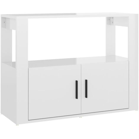 Armario de cocina,Aparador,Aparador Mueble de madera contrachapada blanco  brillante 80x30x60 cm -ME87363