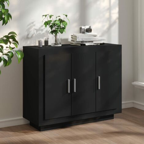  Aparador moderno elegante armario de buffet con gran espacio de  almacenamiento para comedor, armario de almacenamiento de 4 puertas,  elegante armario de almacenamiento de madera para comedor/entrada (negro) :  Hogar y