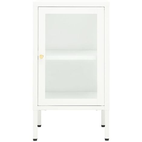 Armario de cocina,Aparador,Aparador Mueble industrial de metal y vidrio  blanco 105x35x62 cm -ME67733