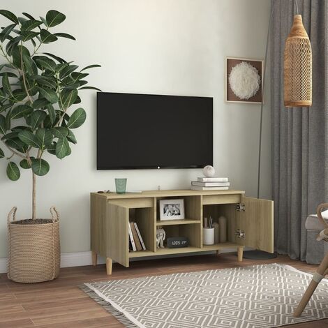 Mueble TV salón Mesa de TV Mueble de televisión con patas metal color roble  Sonoma 103
