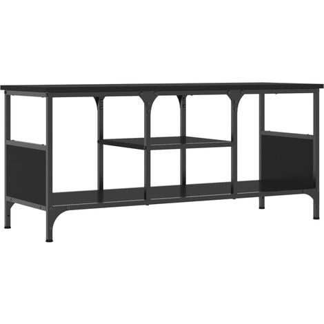 Mesa TV Salon,Mueble de TV hierro y madera contrachapada negro 105x30x45 cm  -CD44095