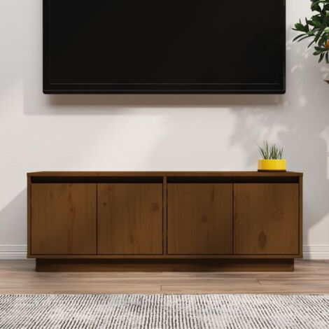 Mueble TV Mesa de TV Mueble de salón madera maciza de pino marrón miel  110x34x40 cm DSA93597 MaisonChic