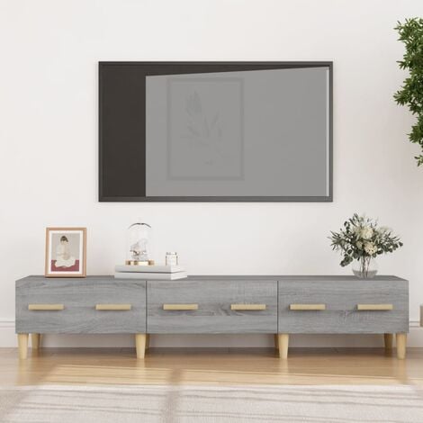 Mesa TV Salon,Mueble para TV madera contrachapada gris Sonoma 150x30x44,5  cm -CD34501