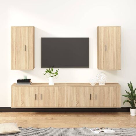 Maison Exclusive - Mueble TV pared madera contrachapada roble Sonoma  120x23,5x90cm