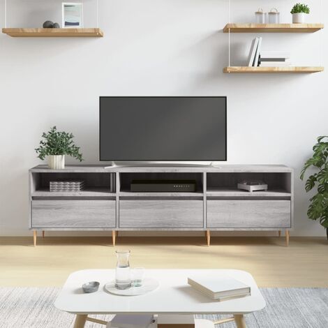 Mueble TV / Mueble de salón - blanco con inserciones de grafito - 200 cm -  Mirrgo