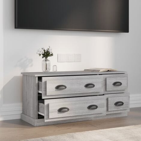 Mueble TV 2 pzas madera contrachapada blanco roble 80x35x36,5cm