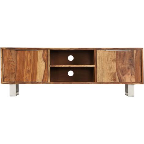 Mueble TV madera maciza sheesham acabado miel 140x30x40 cm