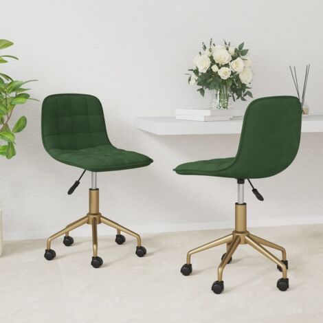 Maisonchic - Juego de 2 sillas giratorias sillas de comedor Sillón para salón terciopelo Verde oscuro ES63589A