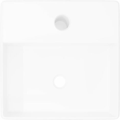 Lavabo sobre - Lavamano de cerámica cuadrado orificio de grifo y desagüe blanco BHF38054 MaisonChic
