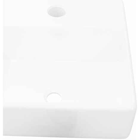 Lavabo sobre - Lavamano de cerámica cuadrado orificio de grifo y desagüe blanco BHF38054 MaisonChic
