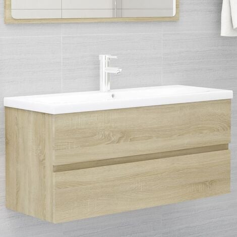 Mueble lavabo, Mueble de baño, Armario para Debajo del Lavab madera contrachapada roble Sonoma 100x38,5x45 cm BHF3833 MaisonChic
