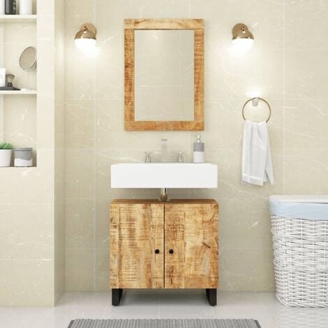 Mueble de lavabo Armario Lavabo Mueble para Debajo del Lavabo madera mango  y madera ingeniería 62x33x58