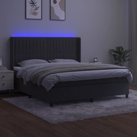 Somier tapizado y LED Terciopelo Gris oscuro 120x200 cm