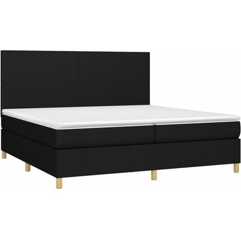 Cama box spring con colchón tela negro 200x200 cm