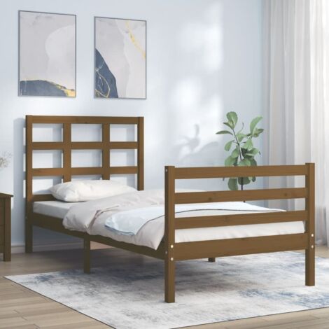 Estructura de cama con cabecero madera maciza 90x200 cm - referencia  Mqm-3194361