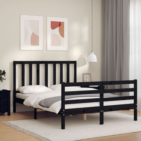 HOMCOM Marco de Cama Doble de Metal para Colchón 135x190 cm con Patas de 35  cm Estructura de Cama Matrimonio con Espacio Bajo de Almacenamiento  141,5x195x35 cm Negro