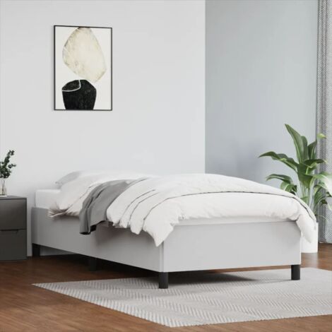 Cama de 90x190 cm con somier y colchón. Blanco