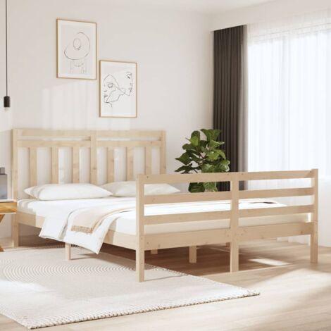 Estructura de cama Marco de Cama Somier de Cama doble pequeña de madera  maciza 120x190 cm