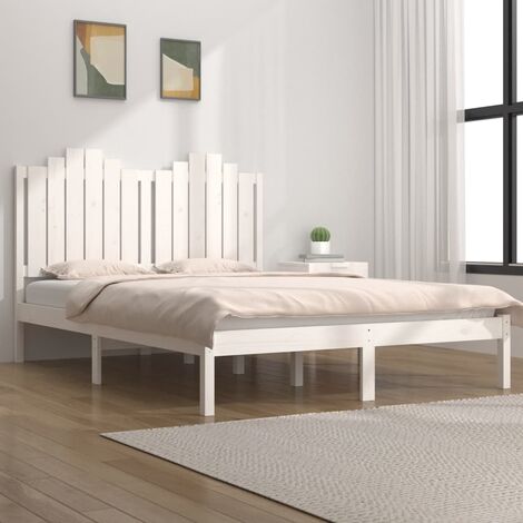 Estructura de cama Marco de Cama Somier de Cama madera maciza de pino  blanca 180x200 cm