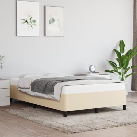 Cama con somier y colchón Crema 90x190 cm Tela