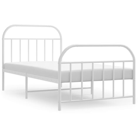 Estructura cama metal con cabecero y pie cama blanca 90x200 cm - referencia  Mqm-352540