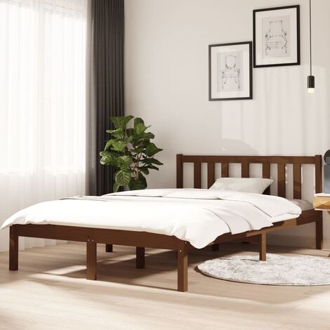 Estructura de cama Marco de Cama Somier de Cama madera maciza marrón miel  120x190 cm SDV973555