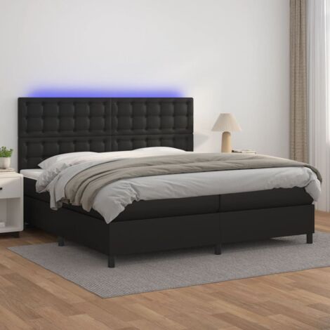 Cama box spring con colchón tela negro 200x200 cm