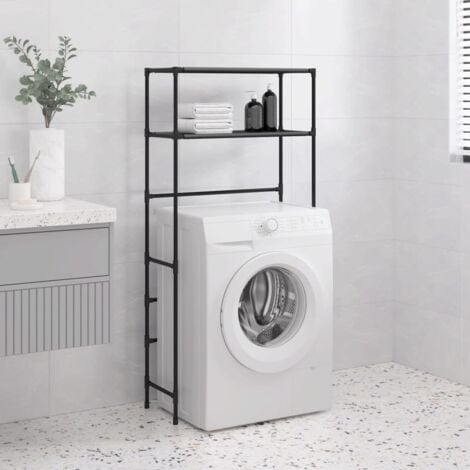  Estante sobre la lavadora, estante para lavadora, armario de  almacenamiento para lavadora, para lavandería, inodoro, negro, blanco :  Electrodomésticos