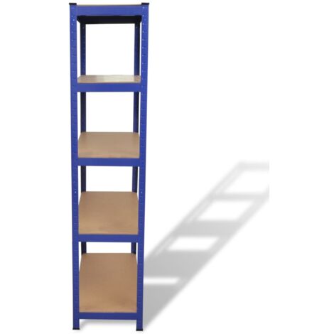 Estantería almacenaje 4 niveles azul madera contrachapada acero