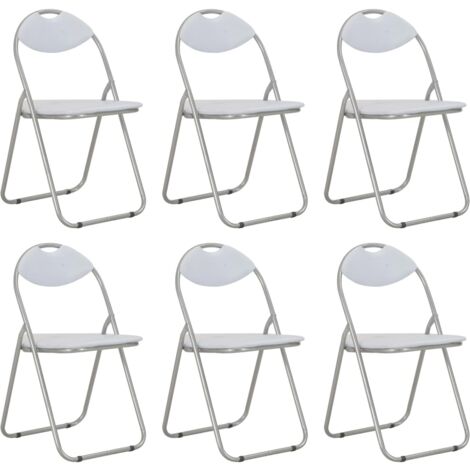 Juego de 6 sillas plegables blancas de PU, sillas de comedor, KITY