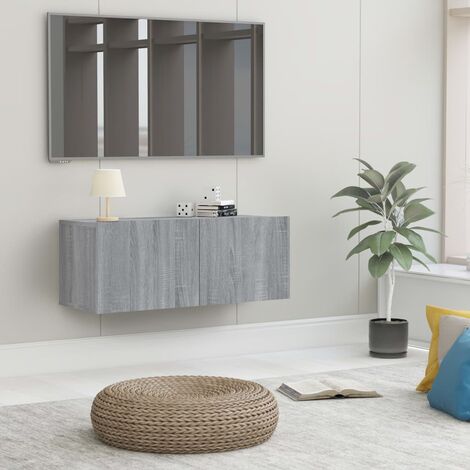 Mesa TV Salon,Mueble para TV madera contrachapada gris Sonoma 150x30x44,5  cm -CD34501