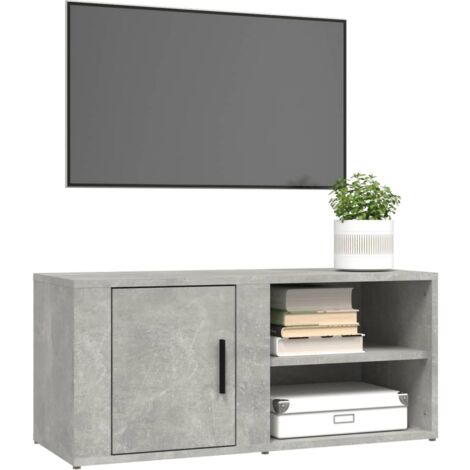 Mueble TV salón Mesa de TV Mueble de televisión madera contrachapada blanco  brillo 80x31,5x36 cm