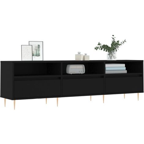 Mesa TV Salon,Mueble de TV hierro y madera contrachapada negro 105x30x45 cm  -CD44095