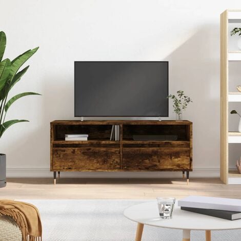 Mueble TV - para la sala de estar - 140 cm de ancho - roble lancaster /  negro brillo - Bianko