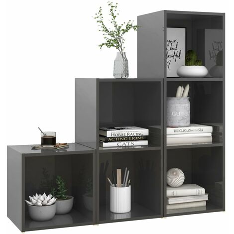 Mueble TV moderno,Mesa TV,Juego de mueble para TV de 3 piezas aglomerado  gris brillante 