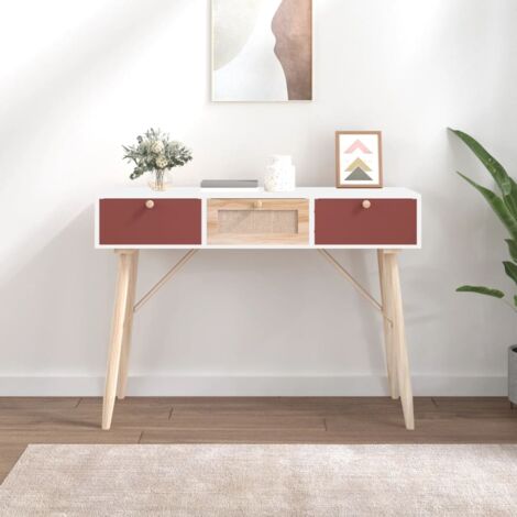 Mesa consola estrecha con estantes, mesa consola de madera, mesa de pasillo  estrecha, 100 x 23