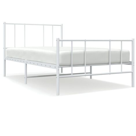 Maison Exclusive Estructura cama metal con cabecero y pie cama blanca  75x190 cm