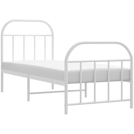 Maison Exclusive Estructura cama metal con cabecero y pie cama blanca  75x190 cm