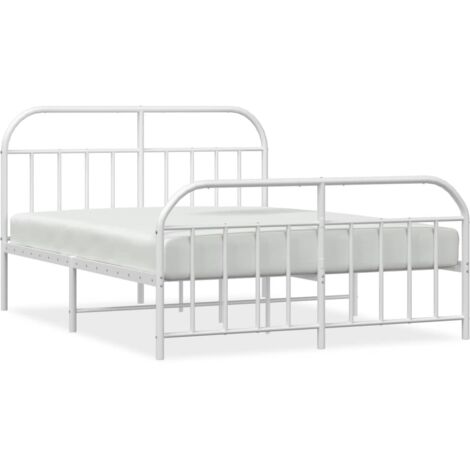 Estructura cama metal con Cabezal de Cama Moderno, Cabecero y pie cama  blanco 193x203 cm