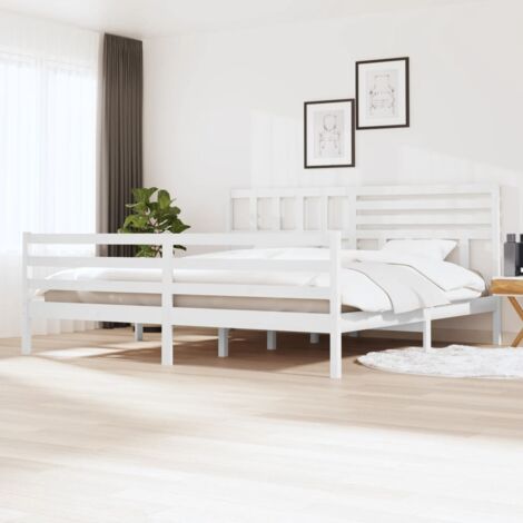 Estructura de cama madera contrachapada blanca 180x200 cm