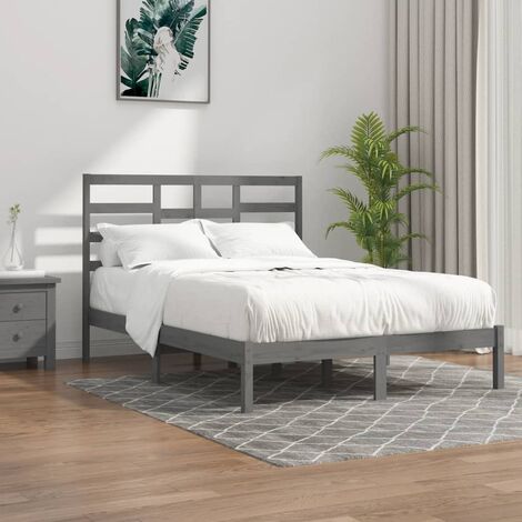 vidaXL Estructura de cama con cajones doble gris 135x190 cm