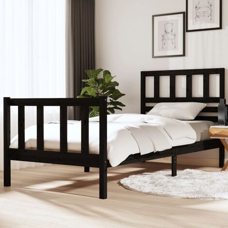 Estructura de cama individual con cajones negro 90x190 cm